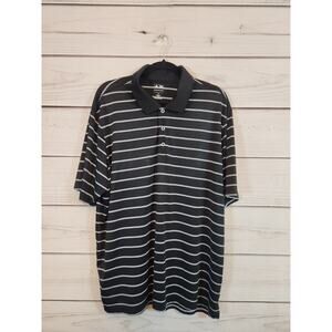 Adidas‎ Golf PureMotion Wicking Short Sleeve Black White Stripe Polo Shirt XL